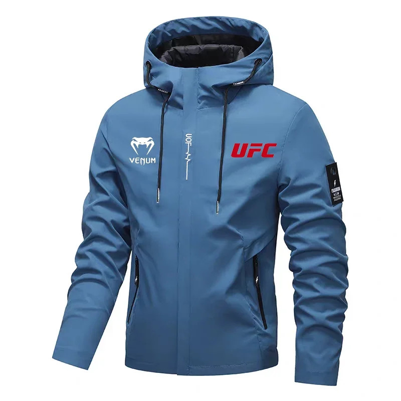 2026 Fall/Winter UFC Hooded Sports Jacket, Everyday Outing Windproof Casual Windbreaker, Men's Top,