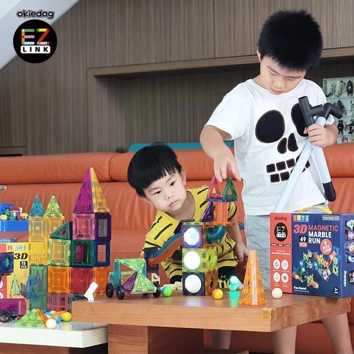 Okiedog EZLink 3D Magnetic Marble Run with Light - Mainan Edukasi