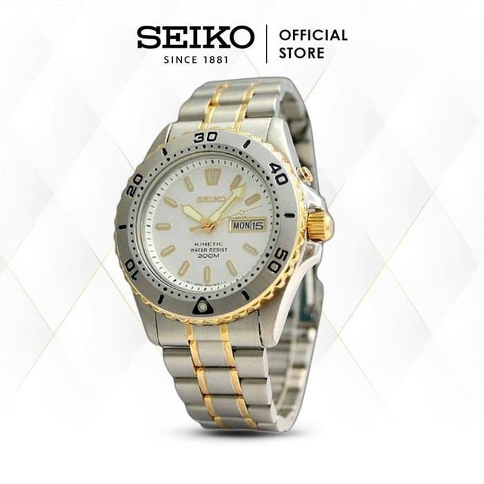 Jam Tangan Pria Seiko Kinetic Diver Dual Tone Stainless Steel SKJ170