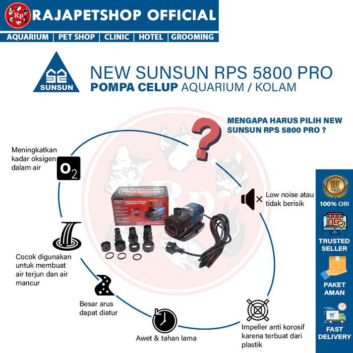 NEW SUNSUN RPS 5800 PRO Pompa Air Celup Kolam Aquarium