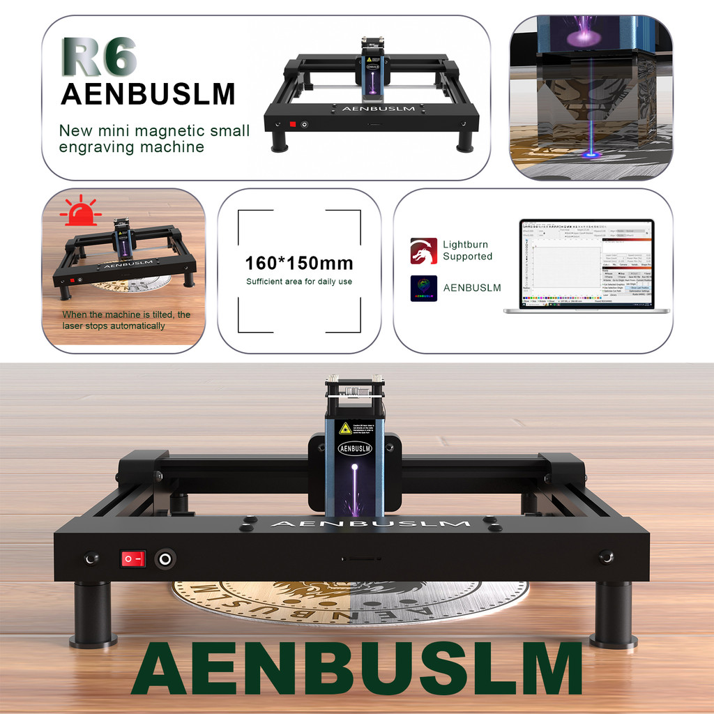 AENBUSLM Mini Laser Engraving 6W/10W/20W Machine, Laser Engraver, Laser Cutting Machine, Working