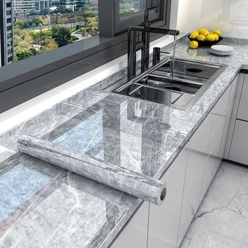 10M x 80CM Marble Self Adhesive Wallpaper Waterproof Oil Proof Kitchen Stickers Thermostability