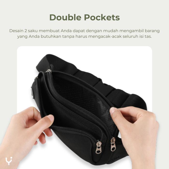 Eiger - Tas Pinggang Olahraga 2 Pocket Jogging Waistbag Sport Tas Hp Watterprof High Quality