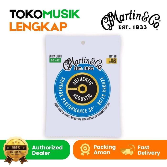 Martin MA170 Authentic Acoustic SP 80/20 Bronze Acoustic Guitar Strings Extra Light 10-47 Martin MA