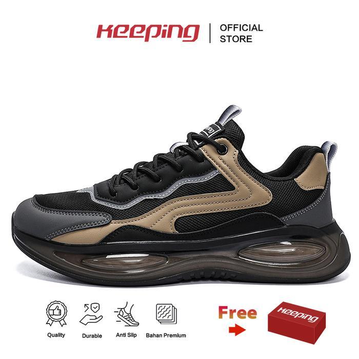 Keeping Sepatu Running Pria Sepatu Olahraga Lari Sport Casual Sepatu Outdoor Pria Keren Sepatu Hitam
