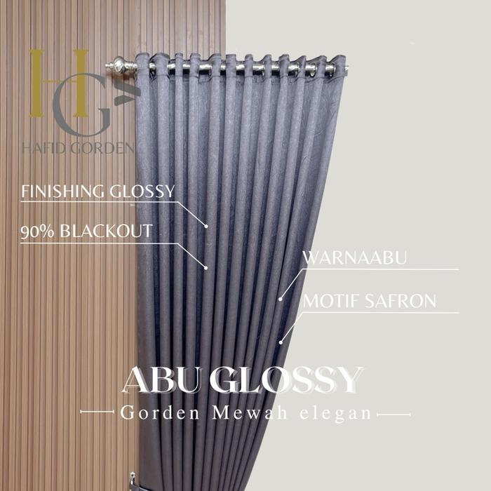 [ Warna Abu Glossy ] Gorden Minimalis Polos Motif Safron Timbul Gorden Blackout Jendela Minimalis