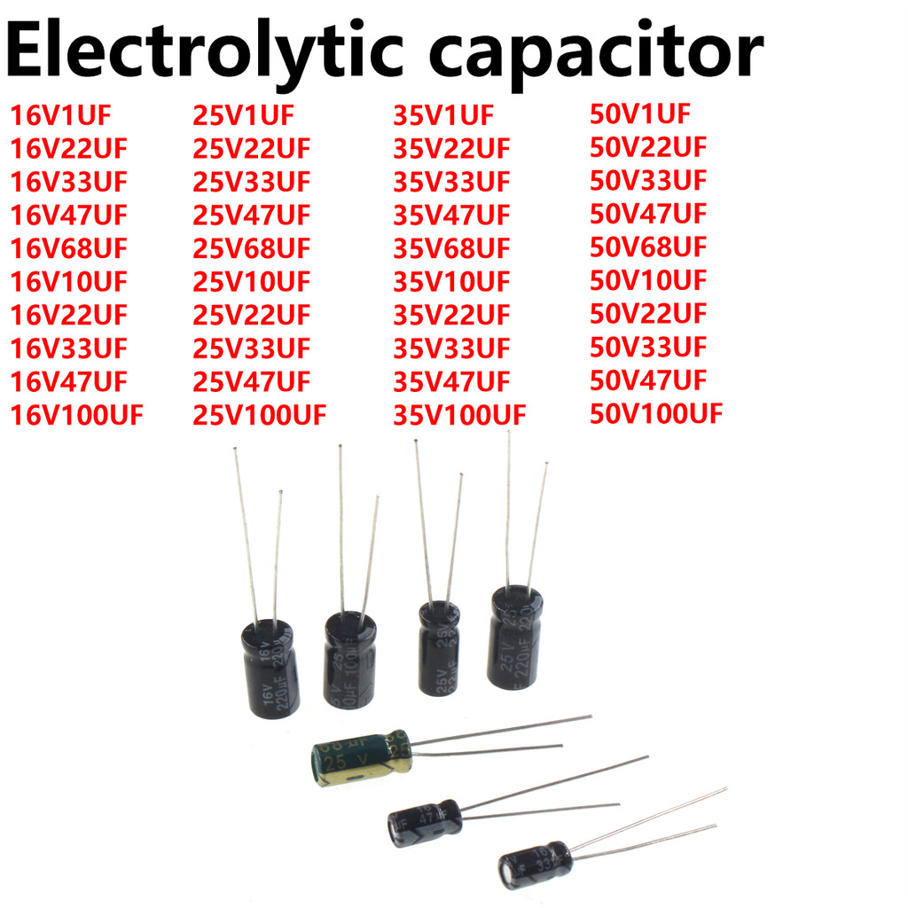 100/50/20/10pcs 16V 25V 35V 63v 50V 400V 450v Dip Aluminum Capacitor 1UF 2.2UF 3.3UF 4.7UF 6.8UF