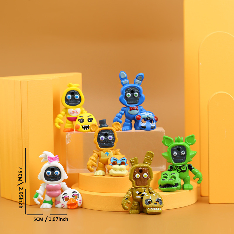 6pcs/set FNAF Figures Freddy Face Changeable Action Figure Toys for Kids Gitfs