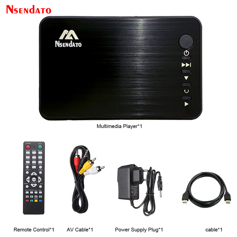 Mini Full HD Media multimedia Player Autoplay 1080P USB External HDD Media Player With HD Cable VGA