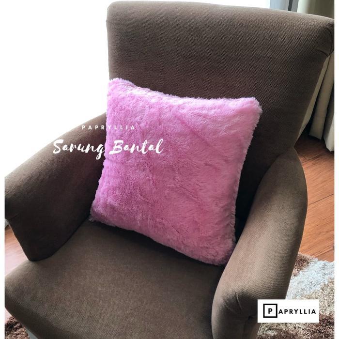 [] Sarung Bantal Bulu / Sarung Sofa / Sarung Kursi Tamu ( Pink Muda )