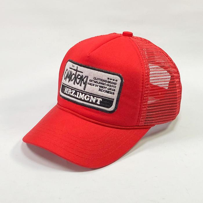 TOPI TRUCKER HAT MERAH TOPI JARING PRIA DISTRO COWOK ORIGINAL RED
