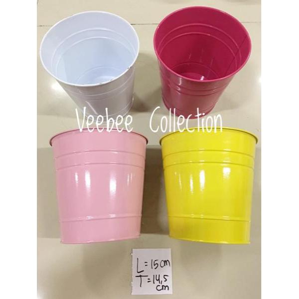 VAS BULAT POLOS BESI 15CM/ POT BUNGA BESI POLOS