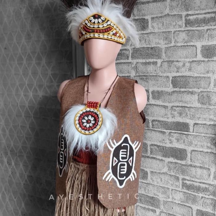 TERMURAH Kostum karnaval apapua suku dayak modern TK SD SMP SMA DEWASA REMAJA JUMBO READY STOCK