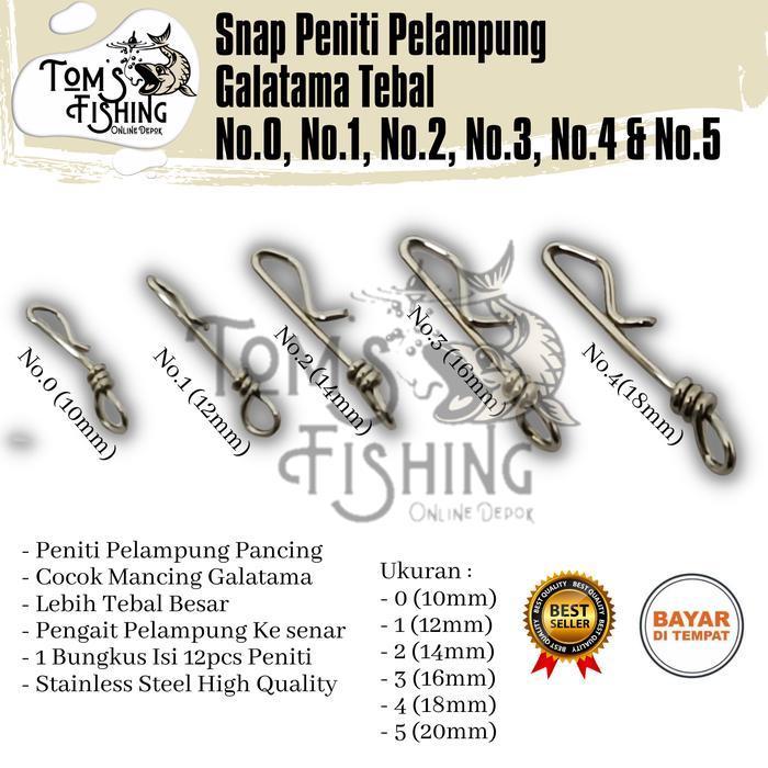 Snap Peniti Pelampung Galatama Pancing Lebih Besar & Tebal (10Mm - 20Mm) Perbungkus Isi 12Pcs Murah