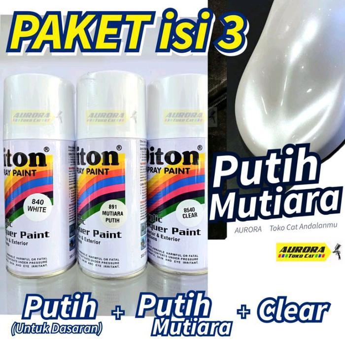 Paket Diton Mutiara Putih 891 Putih Mutiara Metalik 300ml Pilok Tahan Bensin cat spray semprot motor