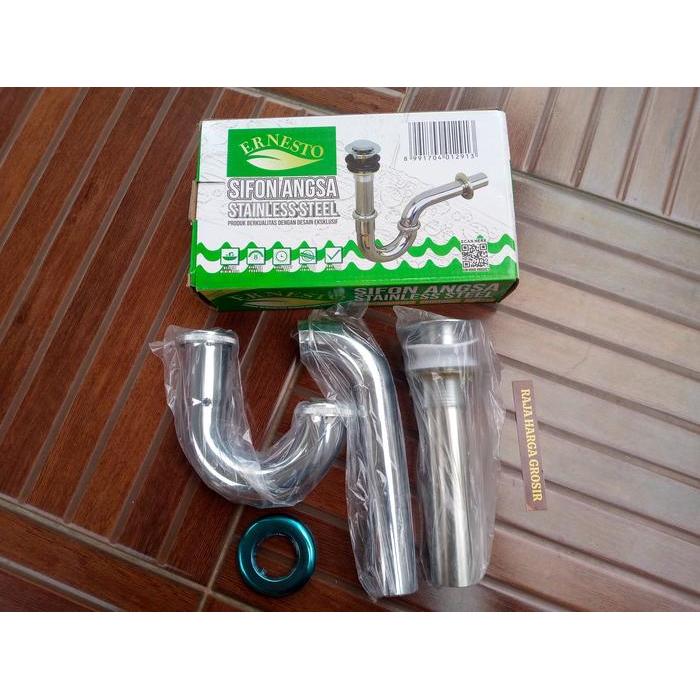 Promo Sifon Afur Wastafel Stainless Angsa Ernesto 5023 Push Up Pembuangan 1