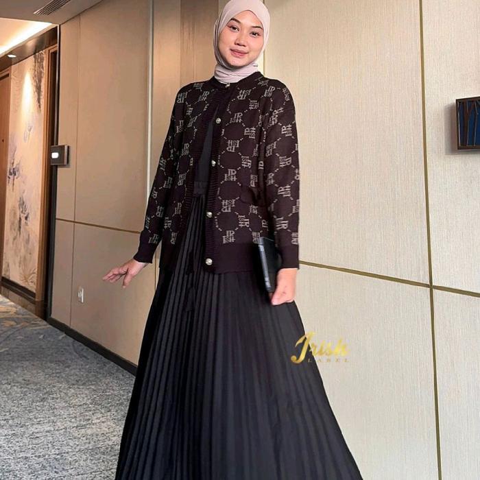zen ANDALUSIA SET UMBRELLA SKIRT SIGNATURE PREMIUM BY IRISH LABEL Baju Hitam set rajut rok plisket