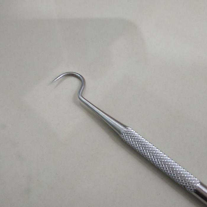 Sonde Gigi Halfmoon Stainless Steel 2 Sisi Merc Amma / Dental Instrument Sonde Berkait Mulut