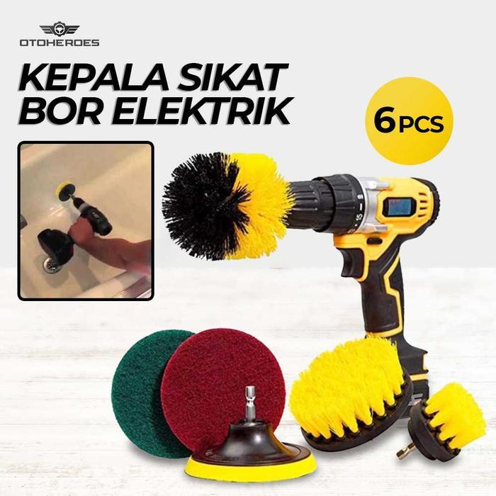 Kepala Sikat Mata Bor Elektrik Pembersih Mobil Karpet Lantai Wc 6 Pcs