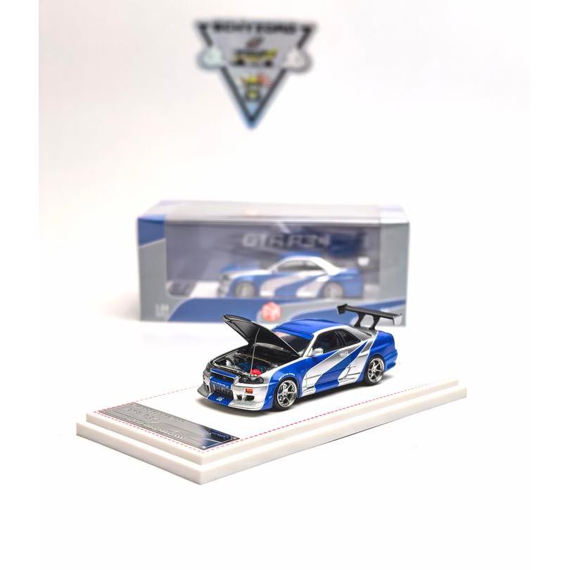 Focal Horizon Nissan GT-R R34 Z-TUNE Fast and Furious JDM Open Hood Limited Edition Silver Blue