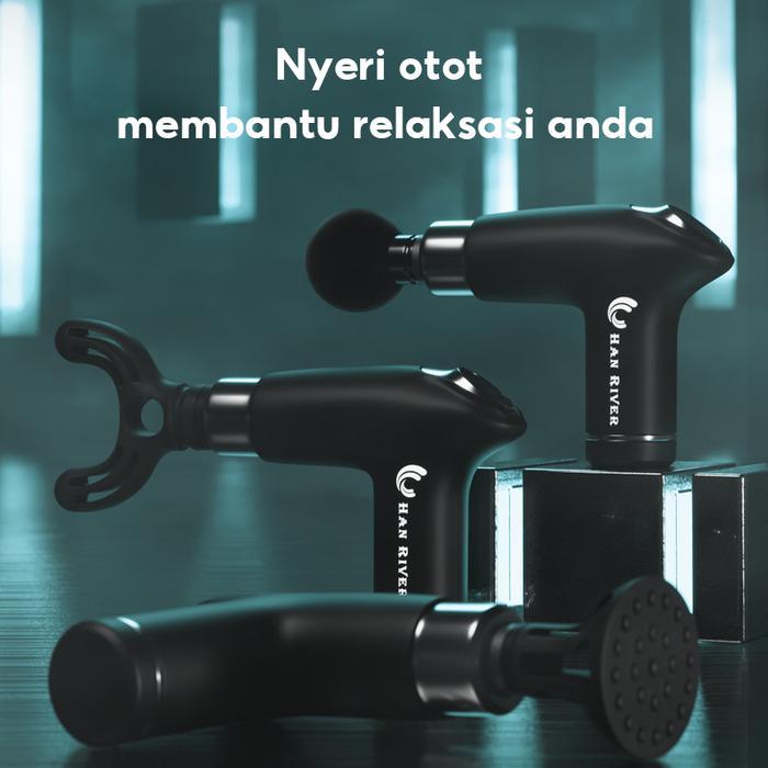 Han River Alat Pijat Massage Gun - Deep Tissue Muscle Massager Gun-Hitam #Gratisongkir