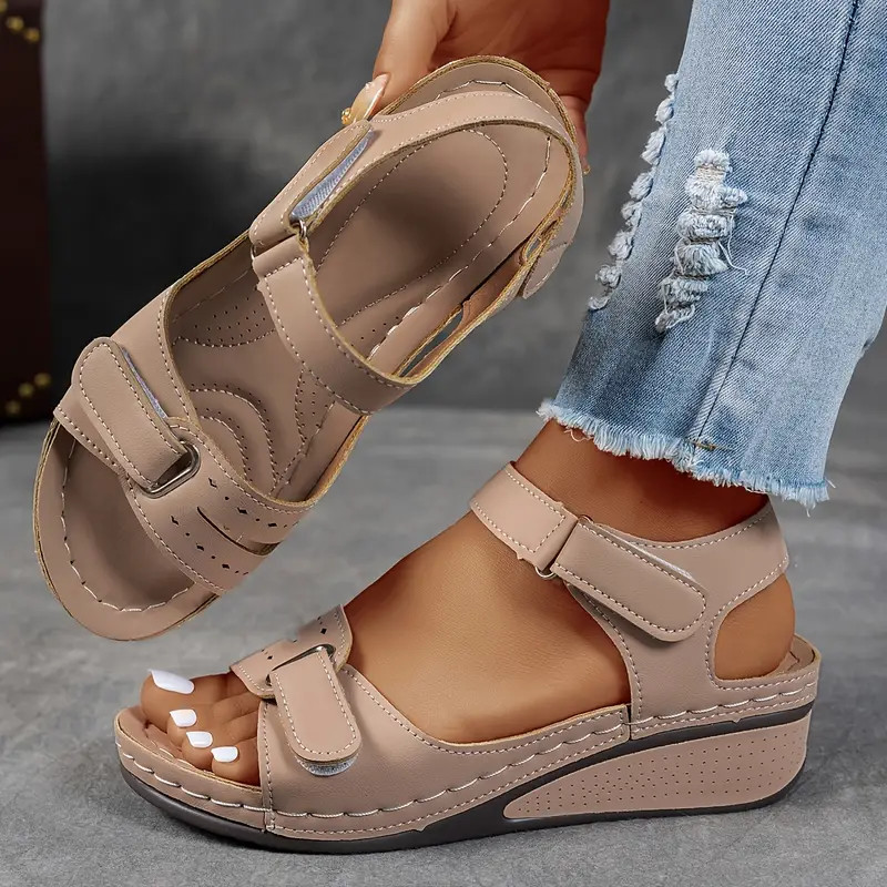 Women Sandals Summer New Open Toe Fashion Sandals 2025 New Soft Sexy Wedge Buckle Orthopedic Shoes