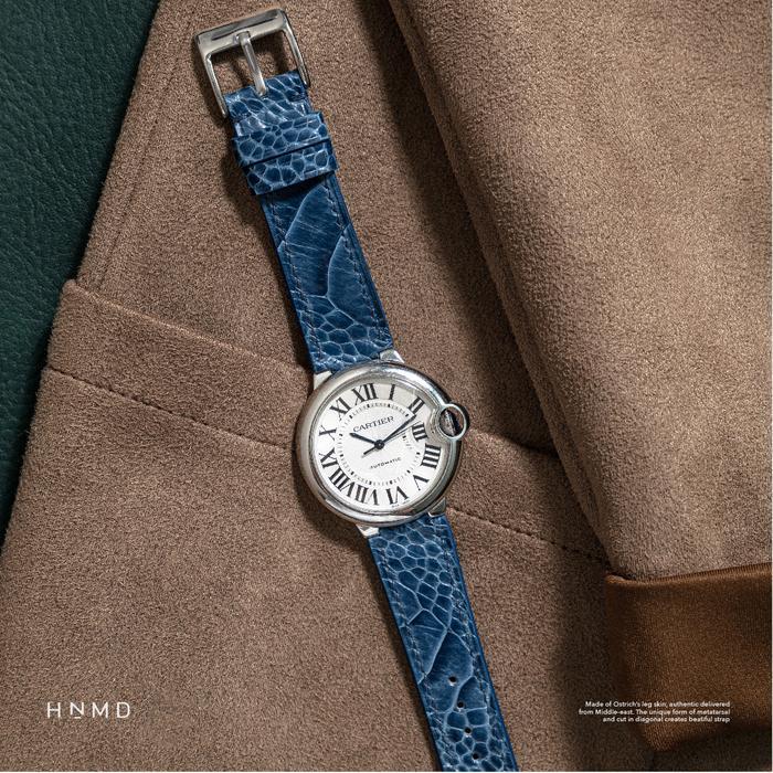 Half Padded Leg Ostrich Leather Watch Strap Tali Jam Kulit Exotic