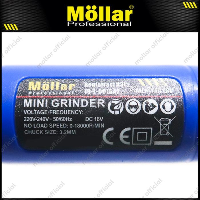 Mollar Mg18V Mini Grinder Set 21 Pcs Bor Gerinda Tuner 18V Blister Pasti Ori