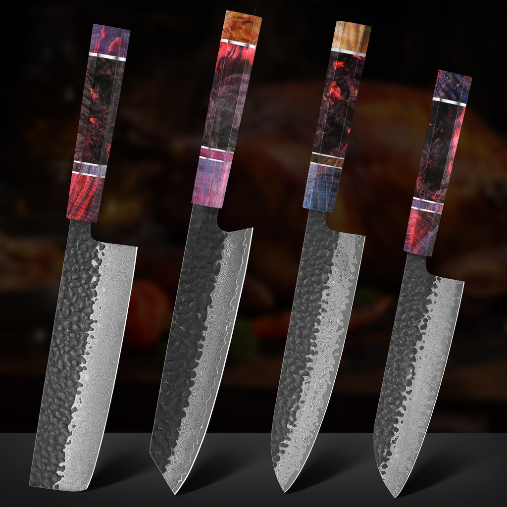 1-4 PCS Kitchen Knife set Damascus Steel Japanese chef Knife Santoku Knife Nakiri Knife kiritsuke