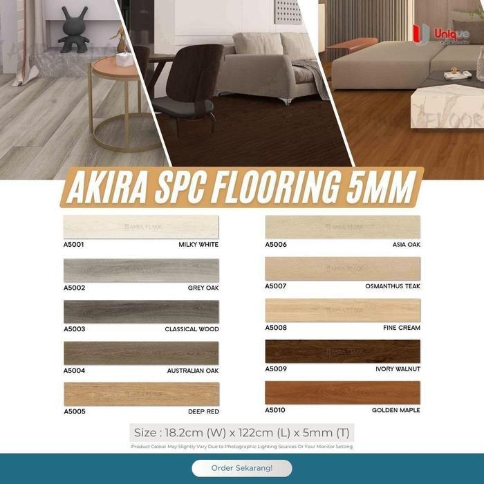 SPC Flooring AKIRA 5mm Motif Kayu / Lantai SPC AKIRA Floor 5mm Clik System + Underlayer / SPC Lantai