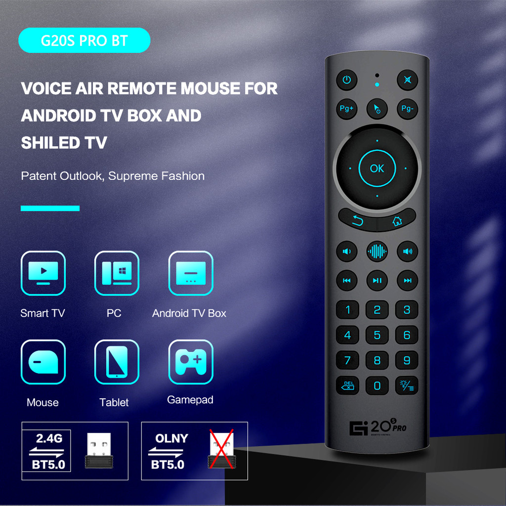 G20BTS Plus G20S PRO BT 2.4G Wireless Voice Backlit Air Mouse Gyroscope IR Learning Remote Control