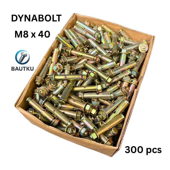 DYNABOLT 8x40 (300 pcs), Dinabol M8 x 40, Kuning, Panjang 4 cm, Diameter Lubang 8 mm, Kunci 10,