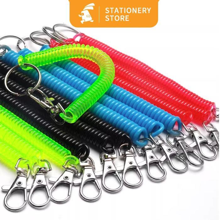 GANTUNGAN SPIRAL/GANTUNGAN KUNCI MOTOR ANTI HILANG TALI PER ELASTIS-Rabbit Stationery