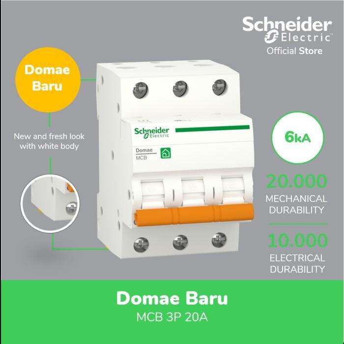 Mcb Schneider Tipe Domae 3P 20 Ampere 20A 3 Phase