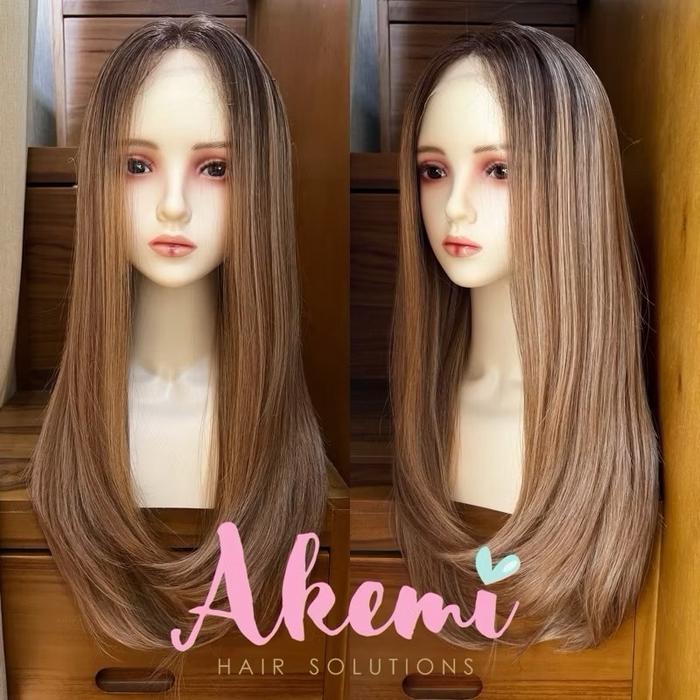 [Akemi Hair] - Half Lace Wig Akemi Lurus 60Cm Rambut Palsu Wanita Dewasa Panjang Natural Premium Wig
