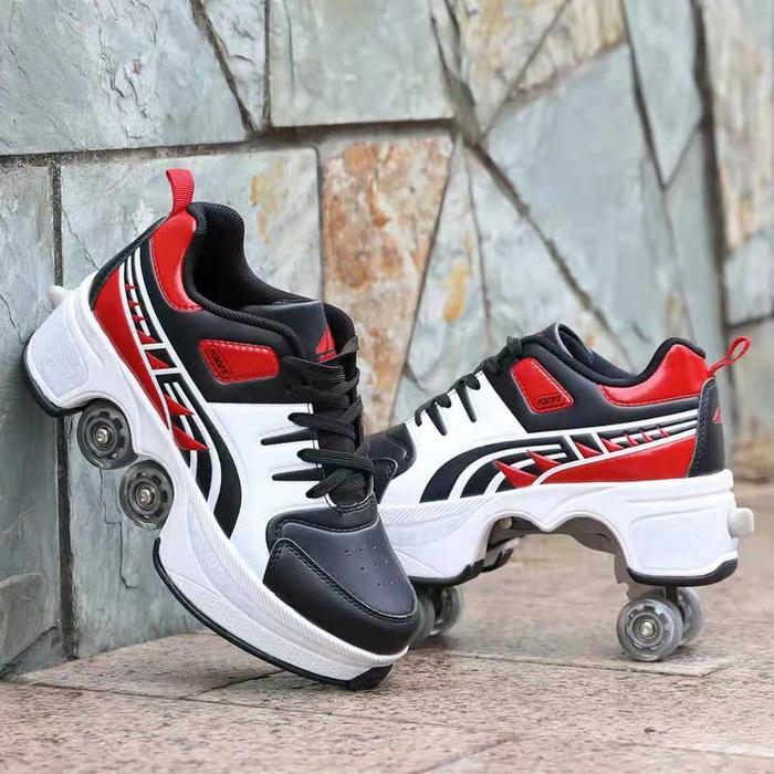 Kick Roller Shoes - Sepatu Roda Casual Skate - Anak Dan Dewasa Impor Outdoor - Ujung Bundar -