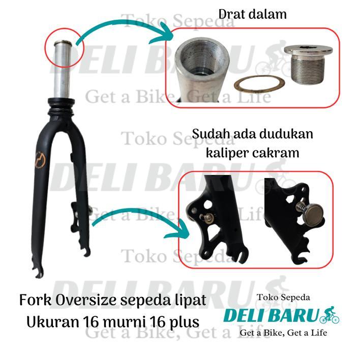 Fork 16 Alloy Oversize Model Drat Dalam Garpu Folding Bike 16 Murni 16 Plus Sepeda Lipat