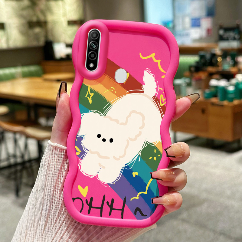Casing HP Untuk OPPO A31 2020 A8 Case Rainbow Puppy Kasing silikon Cesing Bentuk Ombak Softcase anti