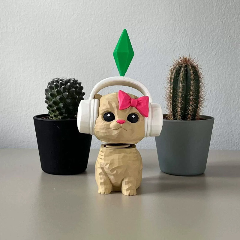 Cute Plumbob Dancing Cat Car Accessory The Sims Inspired Cat Figurine Ornament Creative Dashboard