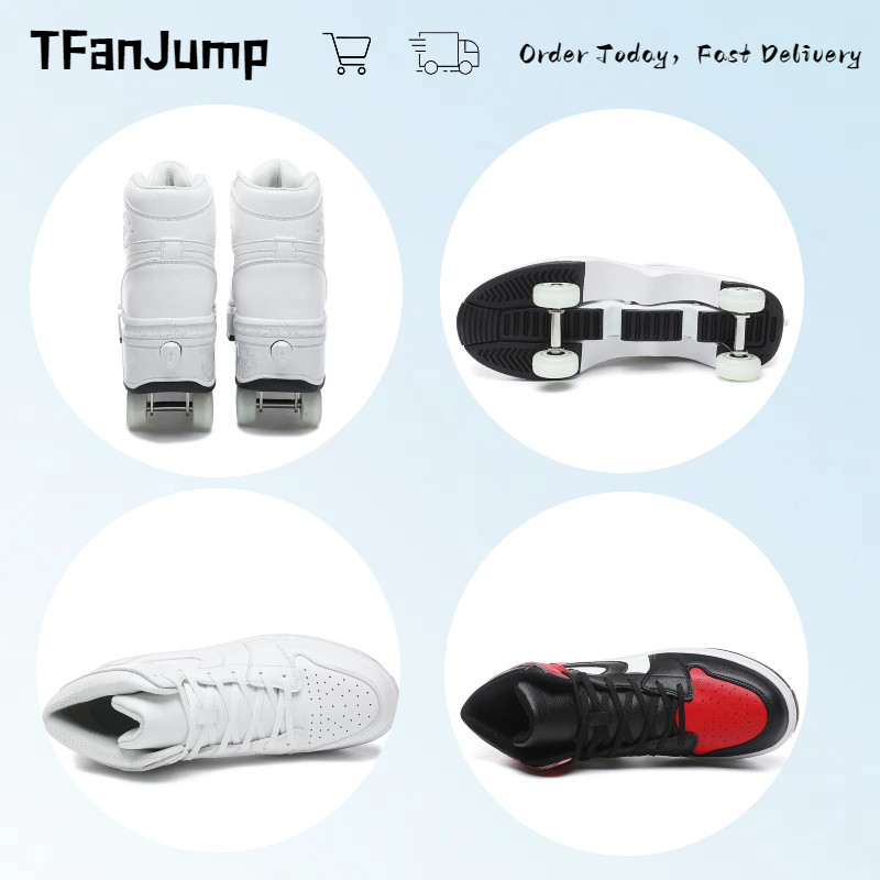 Deformation Roller Skates Shoes For Nike Double Row 4-Wheel Skates Roller Shoes Dual-Purpose Roller