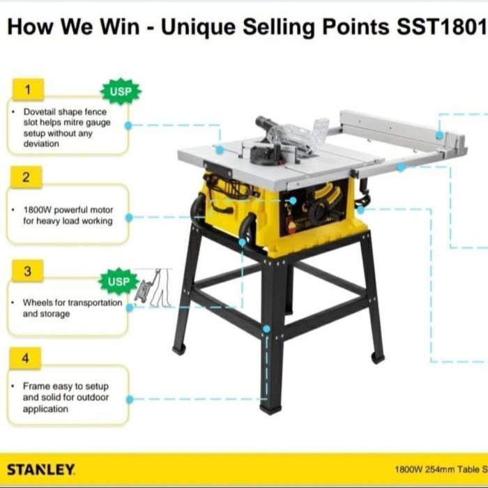 STANLEY MESIN GERGAJI POTONG TABLE SAW 10 INCH SST1801 - SST 1801