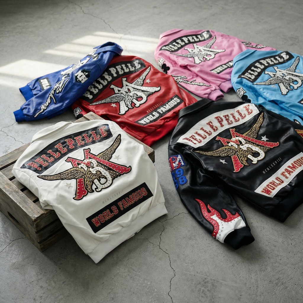 Multiple Colors Streetwear Leather Jacket Y2K Men Women Rock Embroidered Rhinestone Oversized Jacket