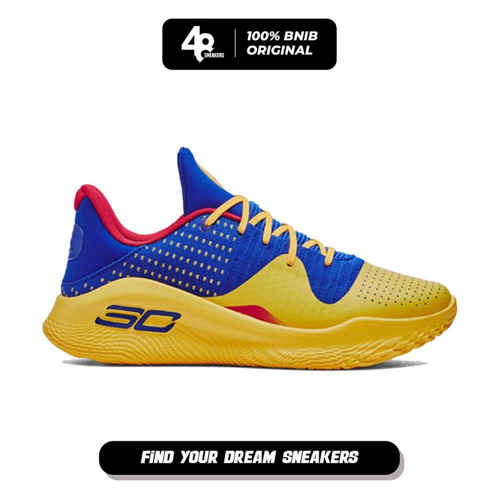 Sepatu Basket Unisex Curry 4 Low Flotro Blue Yellow (3026620-400) Original