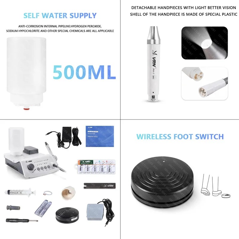 Wireless Dental Scaler 500ML Ultrasonic Scaler With LED Detachable Handpiece Dental Ultrasound