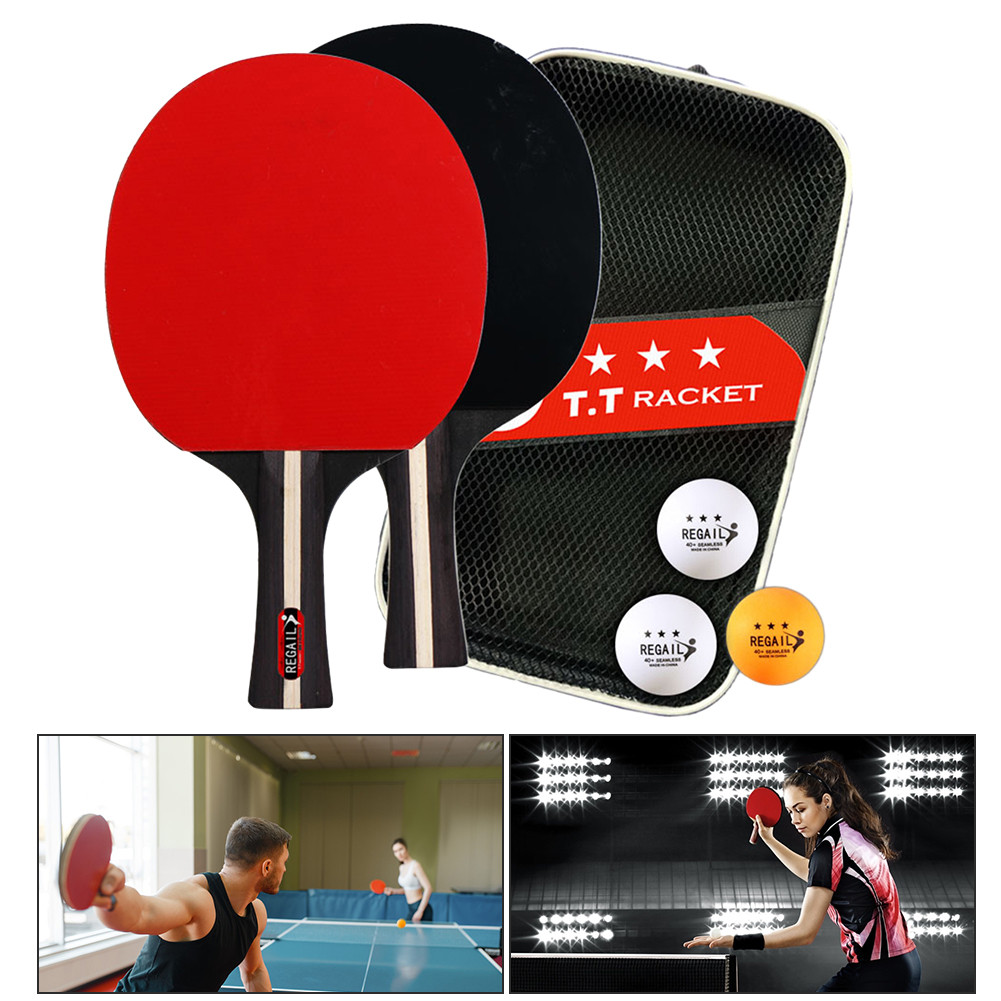 Ping Pong Racket 2 Rackets & 3 Balls Ping Pong Paddle Professional 2 Player Ping Pong Set with Bag f