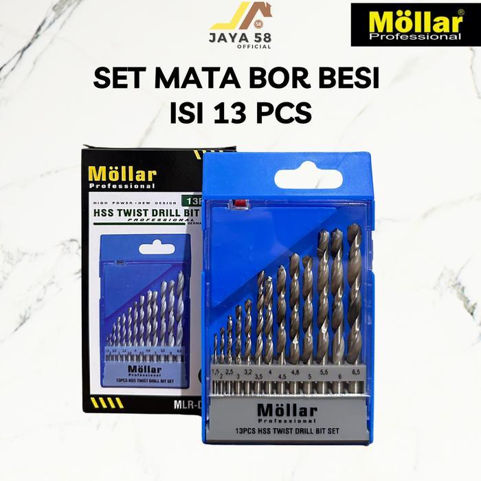 [isi 13pcs] Set Mata Bor Besi HSS MOLLAR Twist Drill Bit 1.5mm-6.5mm