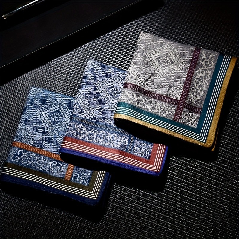 Men's Handkerchief Jacquard Handkerchief Cotton Yarn Weaving Jacquard Handkerchief Soft,
