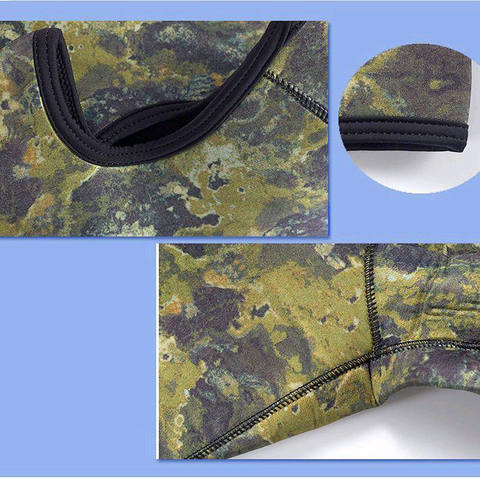 Hisea 3Mm Yamamoto Open-Cell Wetsuit Pria Profesional Untuk Spearfishing Dengan Topi Hangat Split