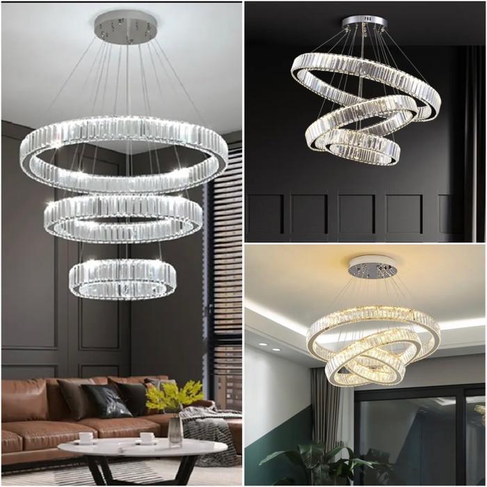 Lampu gantung kristal ring led Kamar