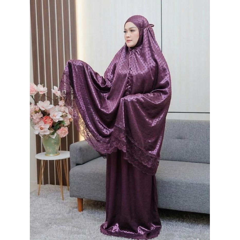 Mukena Premium Renda Brukat Mewah Jumbo Fit BB 90kg Adem Bahan Rayon Uragiri Premium Size Up to BB